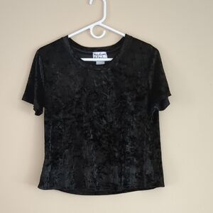 Small Madison & Berkeley Black Short Sleeve Velvety Shirt Top